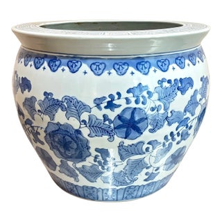 Blue/White Ceramic Chinese Planter For Sale