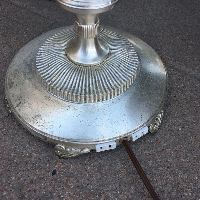 Glass 1930s Art Deco Slivered Metal Torchiere & Milk Glass Diffuser For Sale - Image 7 of 13