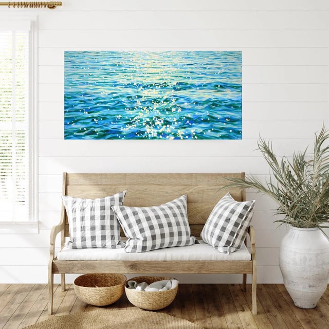 Sky Blue Fabulous Gentle Sea.Modern Original Painting. For Sale - Image 8 of 12