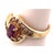 Modern 14 Karat Yellow Gold Purple Peridot Ring With Round Diamond Accents 0.14 TDW, Size 7.5 For Sale - Image 3 of 10