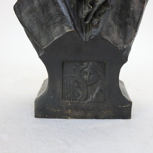 Antique Terra Cotta Life Sized Bust of Beethoven Signed C1890 For Sale - Image 6 of 12