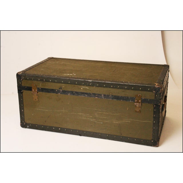 Vintage Green Military Foot Locker Trunk Chairish