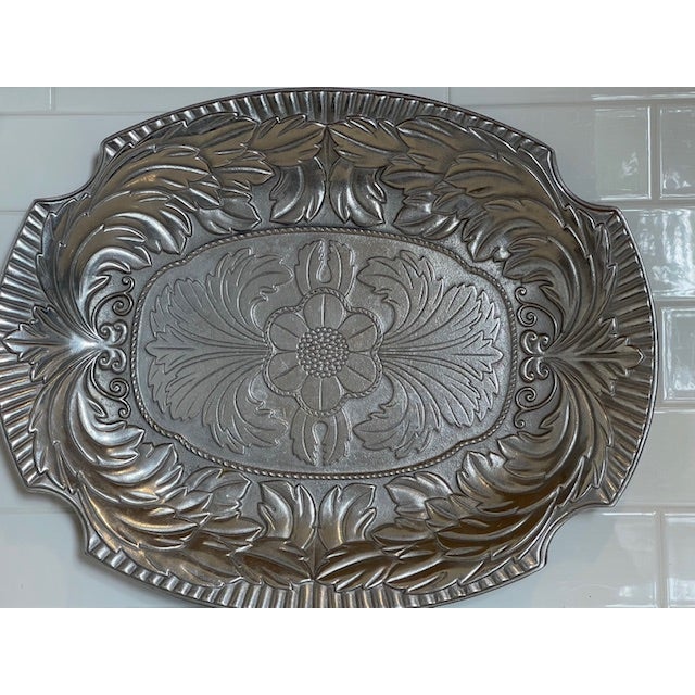 Late 20th Century Large Pewter Tray, Vintage For Sale In Miami - Image 6 of 15