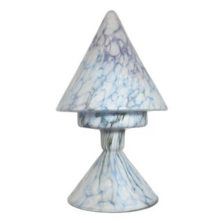 Vintage Cubist-Style Pastel Glass Pastel Blue Glass Table Lamp, 1920s For Sale