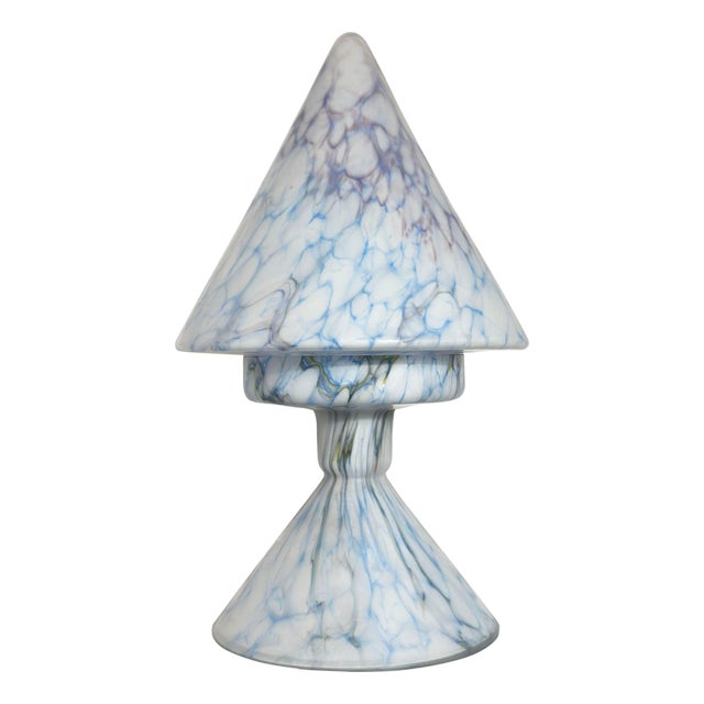 Vintage Cubist-Style Pastel Glass Pastel Blue Glass Table Lamp, 1920s For Sale