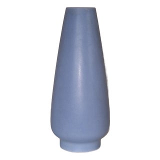 Vintage German Ceramic Vase with Blue Glaze, 1970s For Sale