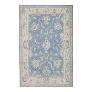 Oriental Hand Knotted Rug Turkish Oushak 6'1" x 9'4" For Sale