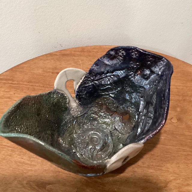 Vintage Raku Style Pottery Hand Crafted Multi Fired Stoneware Bowl With Glaze and Luster For Sale - Image 12 of 12