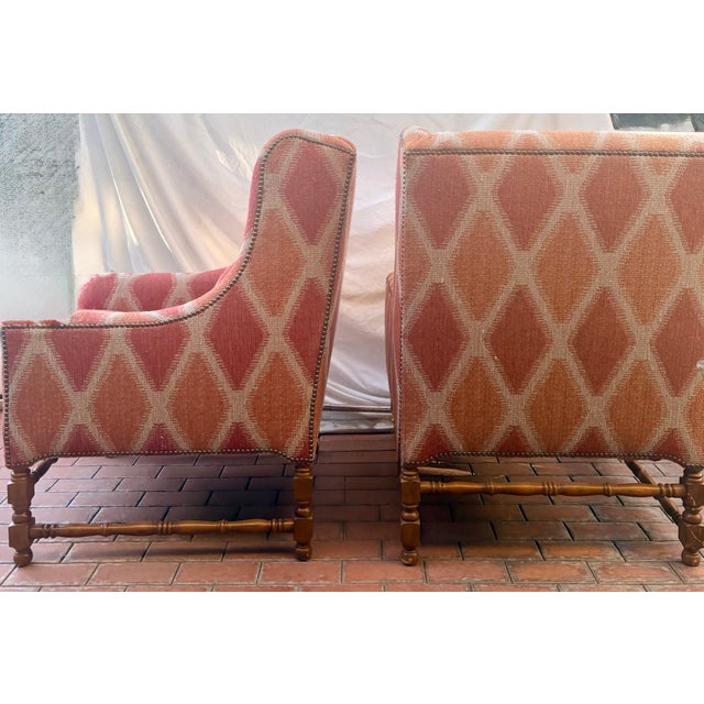 Late 20th Century Late 20th Century Georgian Style Modern Wingback Chairs, a Pair For Sale - Image 5 of 14