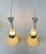 Metal Mid-Century Modern Italian Glass and Brass Pendant Lights from Stilnovo, 1950s, Set of 2 For Sale - Image 7 of 12