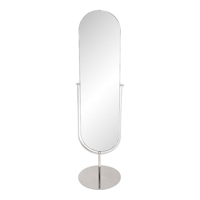 Modernist, French Psyche Mirror, Chrome, Circa 1970 For Sale