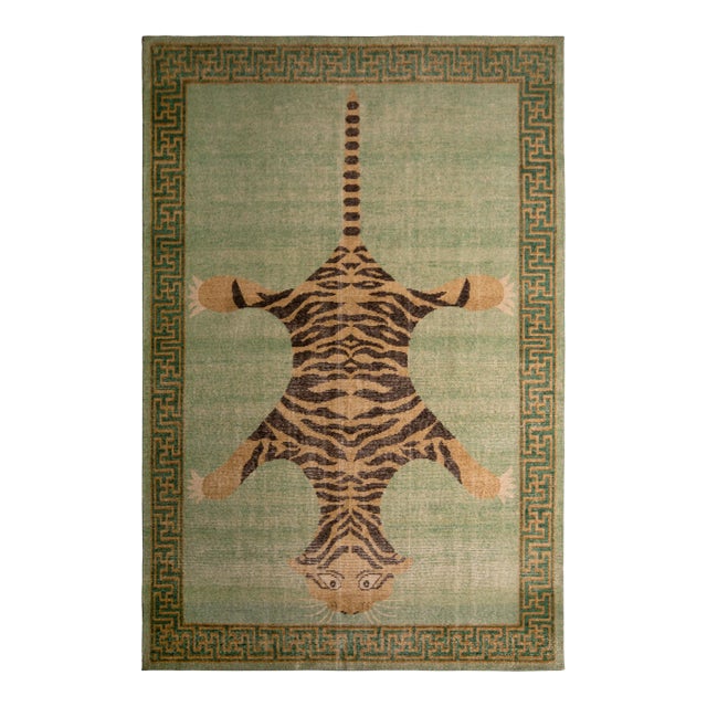 Rug & Kilim’s Tiger Rug in Green, 6x9 For Sale