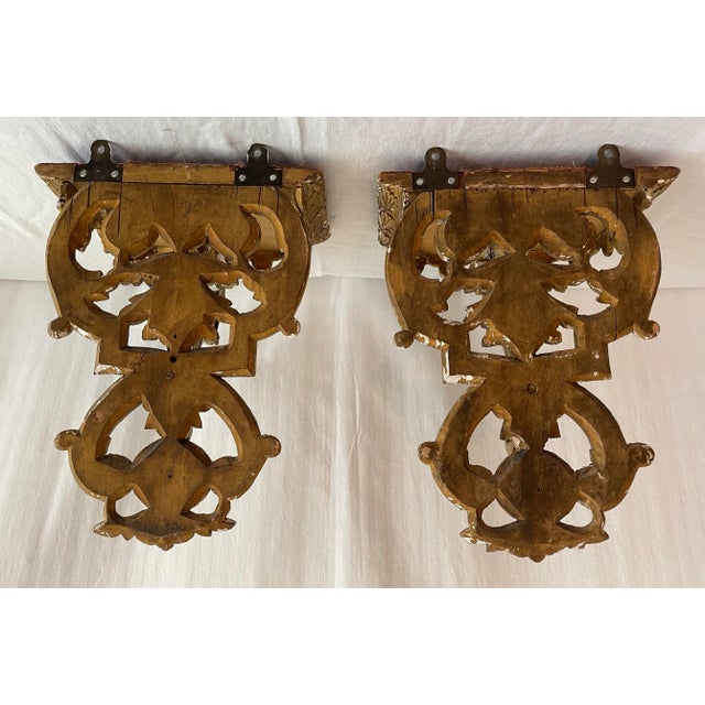 Very unique antique Neoclassical Gilt Wall Brackets. Believed to be from the 19th century, these came from an apartment in...
