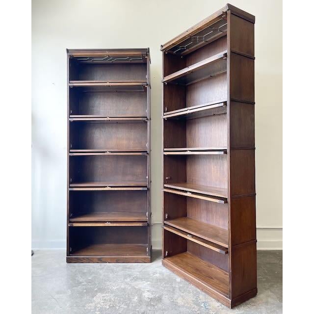 Brown Vintage Pair of Barrister Style Bookcases For Sale - Image 8 of 9