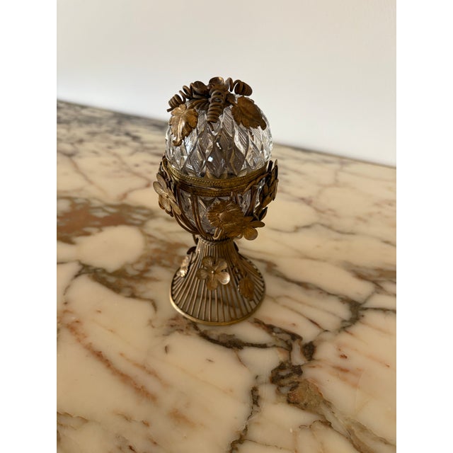 Hollywood Regency Vintage Crystal and Gilt Bronze Hollywood Regency Table Lighter For Sale - Image 3 of 12