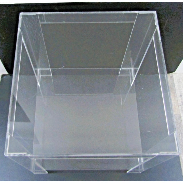 Plastic MCM Hollywood Regency Clear Lucite Acrylic Two-Tier Square Side Table For Sale - Image 7 of 7