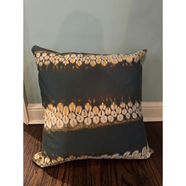 Pair of Custom Jim Thompson Olive Silk Pillows For Sale - Image 4 of 8