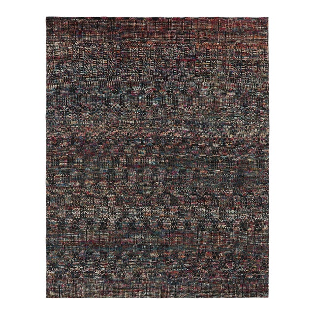 Contemporary Textured Mosaic Wool & Natural Silk Rug by Rug & Kilim, India For Sale