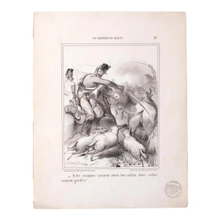 Unknown - the Hunting - Original Lithograph on Paper - 19th Century For Sale