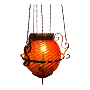 Antique Late 19th Victorian Ruby Swirl Pull-Down Oil Burning Lamp Converted to Electricity