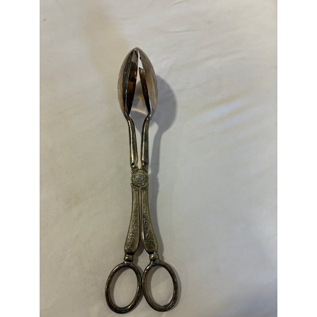 Mid-Century Modern Italian Silverplate Scissor Salad Tongs For Sale - Image 3 of 7