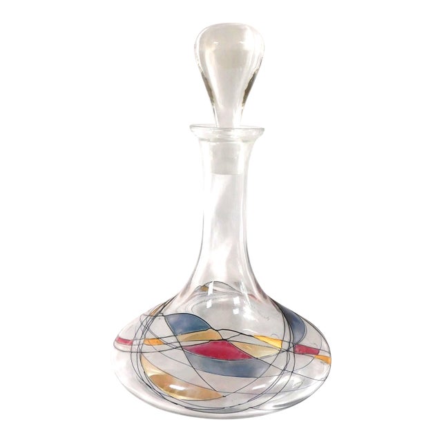 1980s Ships Decanter With Stained Glass Like Design For Sale