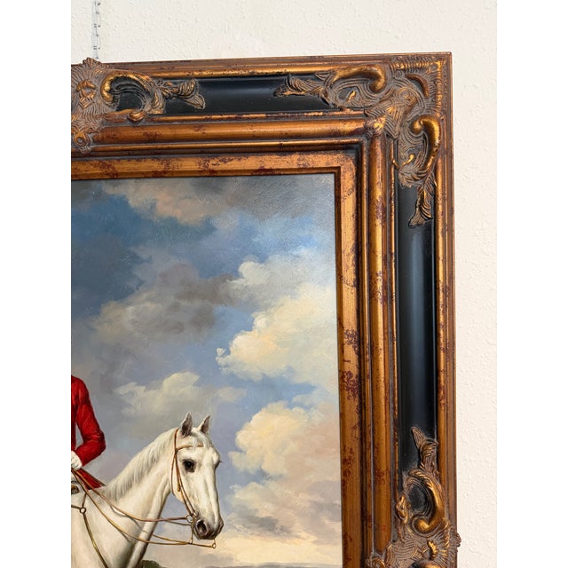 Early 21st Century Jordan Original Oil Painting, English Fox Hunt Scene With Rider, Horses & Hounds For Sale - Image 5 of 9