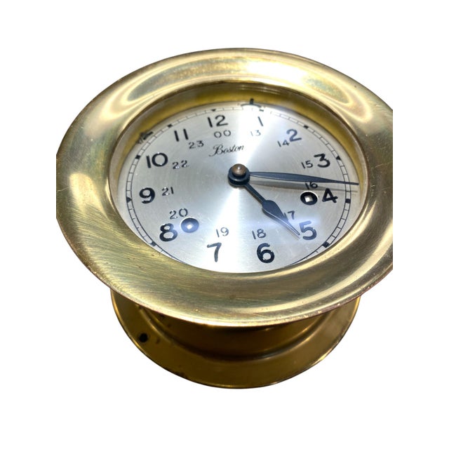 Chelsea Boston Ship's Bell Mechanical Porthole Clock For Sale - Image 9 of 11