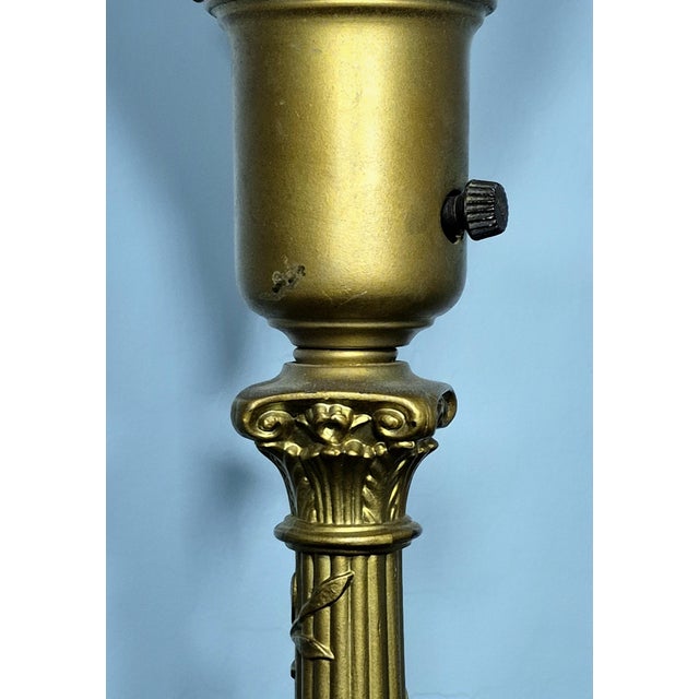 Vintage Neoclassical Rembrandt Brass & Onyx Torchiere Table Lamp For Sale In Phoenix - Image 6 of 11