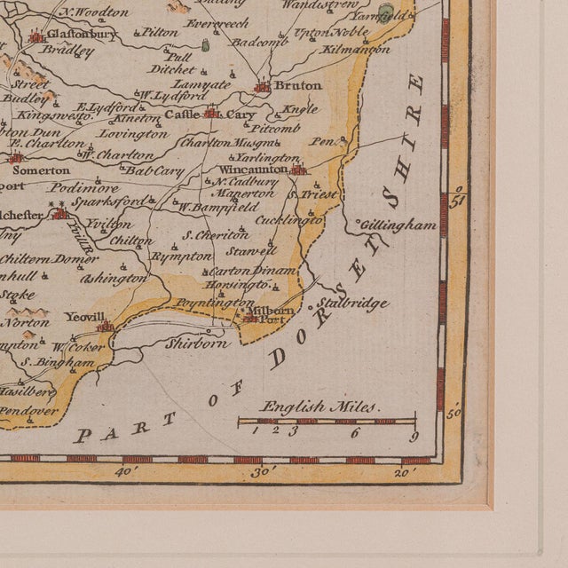 Beige Antique Somerset Map, Thomas Kitchin, English, Cartographic Reference, Georgian For Sale - Image 8 of 12