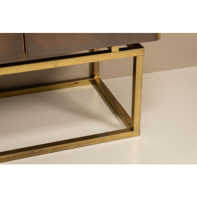 Bronze-Brushed Cabinet with Brass Base from Belgochrom, 1980s For Sale - Image 11 of 12