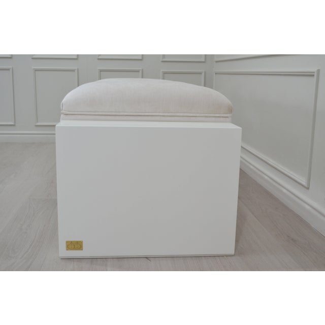Aurelia Ivory Upholstered Tufted Bench by Danu Chirinciuc For Sale - Image 4 of 5