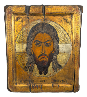 Orthodox Wooden Icon of Christ Patokrator, Early 19th Century