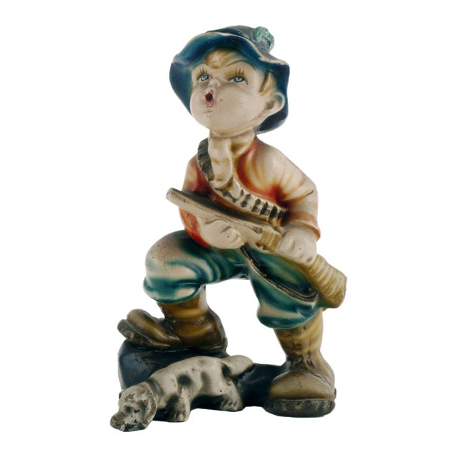 Italian Art Deco Polychrome & Plaster Figurine, 1931 For Sale