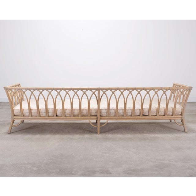 Wood Pair of McGuire Organic Modern Rattan Cathedral Sofas 7 Ft 9 Ft For Sale - Image 7 of 18