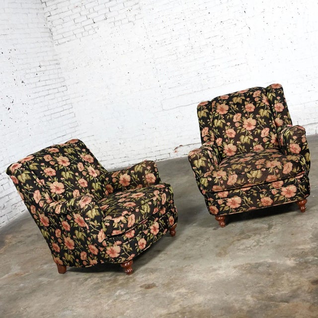 Late 20th Century Late 20th Century Cottagecore Style Pair of Floral Lounge Chairs by Sam Moore Furniture a Division of Hooker Furniture For Sale - Image 5 of 12