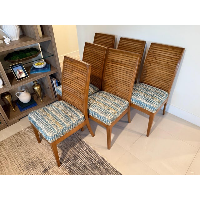 2020s Set of 6 David Francis Furniture Stacked Bamboo Collection Dining Chairs. For Sale - Image 5 of 9