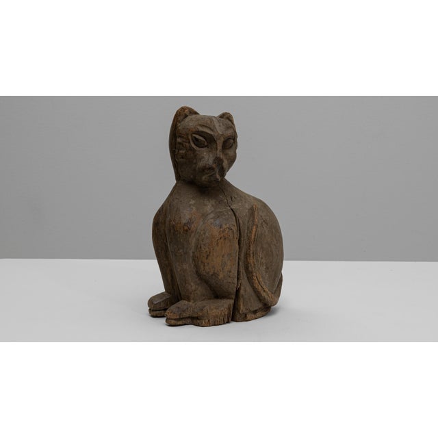 20th Century French Wooden Cat Sculpture For Sale - Image 11 of 18
