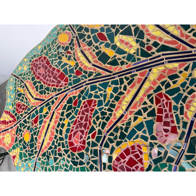 Green 1991 Carlos Alves Sculptural Handmade Mosaic and Metal Leaf Motif Dining Set of 5 For Sale - Image 8 of 12