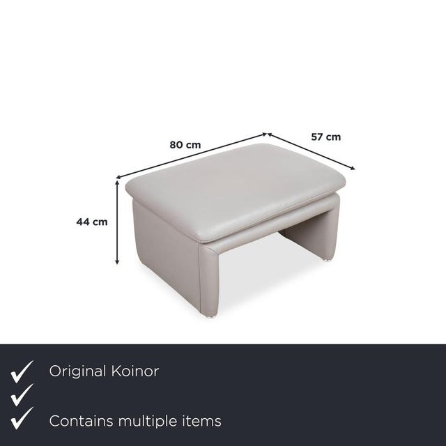 Modern Three-Seater Sofa and Ottoman in Grey Leather from Koinor, Set of 2 For Sale - Image 3 of 18