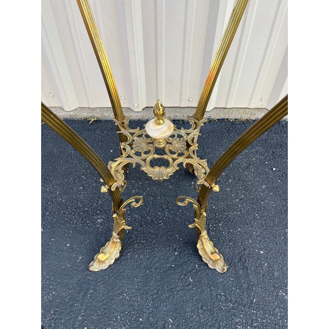 Gold Art Nouveau Onyx and Brass Planter Stand With Polished Finials For Sale - Image 8 of 12