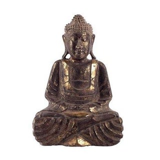 Peaceful Buddha Statue in Antique Gold For Sale