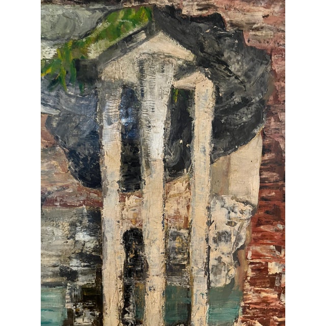 Wood Mid Century Uta Vin Bern Impressionist Oil on Board Painting For Sale - Image 7 of 10