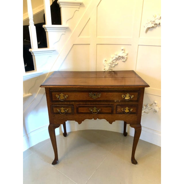 Antique george iii oak lowboy antique george iii oak lowboy having an oak top crossbanded in mahogany with a moulded edge....