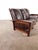 Brown Vintage Antique Style Mission Prairie Arts & Crafts Dark Oak Scallop Back Sofa For Sale - Image 8 of 16