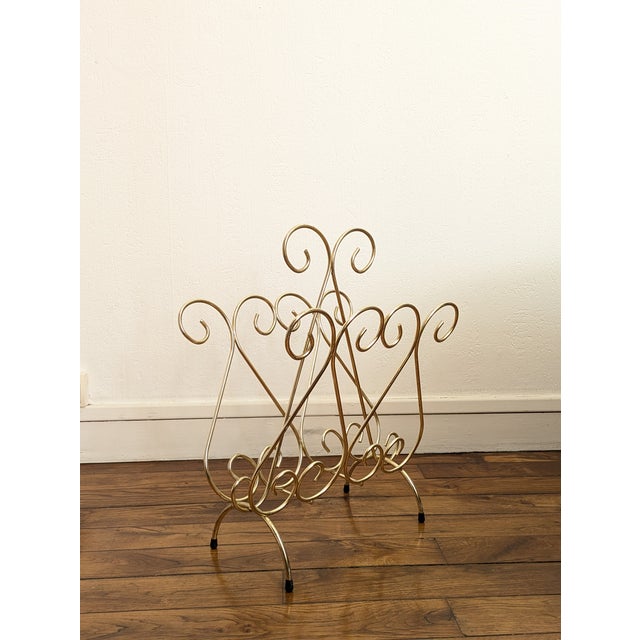 Gold Wire Magazine Rack, France, 1960 For Sale - Image 9 of 11