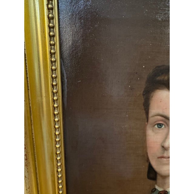 Late 19th Century Pair of European Portrait Paintings, Mother & Daughter, Late 19th Century For Sale - Image 5 of 16