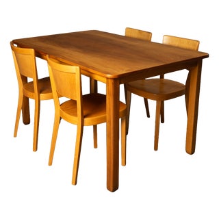Chairs with Matching Table by Max Ernst Hafeli for Horgen-Glarus, 1920s, Set of 5 For Sale