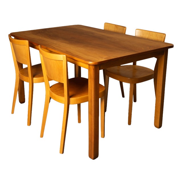 Chairs with Matching Table by Max Ernst Hafeli for Horgen-Glarus, 1920s, Set of 5 For Sale