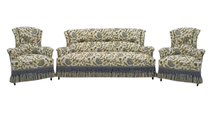 19th Century Napoleon III Brocade Sofa & Armchairs, Set of 3